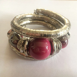 Светло-Вишневый Женские браслеты с круглыми бусинами из сплава, железа и смолы, золотые, светло-вишневый, внутренний диаметр: 2-1/8 дюйм (5.5 см)