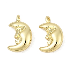 Настоящее золото 18K Латунь прелести, луна, без кадмия и без свинца, стойки покрытие, долговечный, реальный 18 k позолоченный, 11x7x3.5 мм, отверстие : 1.2 мм