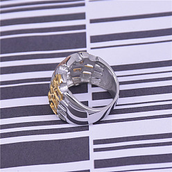 Золотой & Цвет Нержавеющей Стали 304 палец кольца из нержавеющей стали, для женщин, золотые и нержавеющая сталь цвет, размер США 9 (18.9 мм)