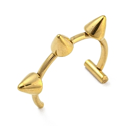 Золотой Ионное покрытие (IP) 304 Серьги-манжеты из нержавеющей стали с коническими бусинами, непрокалывающие серьги, золотые, 12.5x15x3 мм