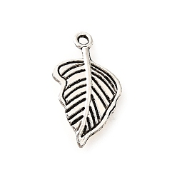 Античное Серебро Сплавочные подвески тибетского стиля, без кадмия и без свинца, лист прелести, античное серебро, 23x14x1.5 мм, отверстие : 1.6 мм, Около 910 шт / 1000 г