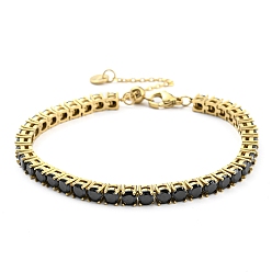 Реактивный Самолет Горный хрусталь браслет, браслет-цепочка из звеньев из нержавеющей стали с покрытием из настоящего золота 14k, струя, 304 дюйм (9-1/8 см)