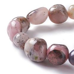 Pink Opal Natural Pink Opal Bead Stretch Bracelets, Tumbled Stone, Nuggets, Inner Diameter: 2~2-1/4 inch(5.2~5.6cm)