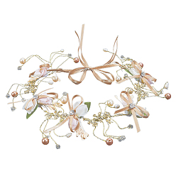 Золотой 1Наконечник из полиэфирного сплава с полимерной и полиэфирной оболочкой, Аксессуары для волос для свадебной вечеринки, заколки-украшения для волос для женщин и девушек, бантом, золотые, 910x50x14.5 мм