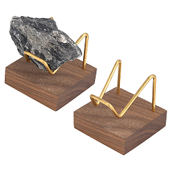 Light Gold Wood  Mineral Crystal Displays, for Display Stands, with Brass Findings, Light Gold, 5x5.05x4.6cm