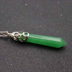 Зеленый Авантюрин Ожерелья с подвесками в виде пули из натурального зеленого авантюрина, пуля голова, ожерелья-цепочки из сплава, платина, 15.75 дюйм (40 см)