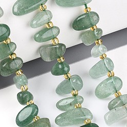 Клубничный Кварц Натуральный зеленый клубника кварц бисер нити, самородки, Топ пробуренной, упавший камень, с бисером, 9.5~25x4~11.5x3.5~8 мм, отверстие : 0.8~1 мм, около 42~61 шт / нитка, 14.96~16.14'' (38~41 см)