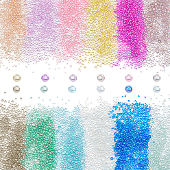 (52) Непрозрачная лаванда 12 сумки 12 цвета стеклянные бусины, без отверстия , круглые, разноцветные, 0.4~3 мм, 720~1000 шт / пакет, 1 сумка / цвет