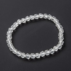 Transparent Mattierte Glasperlen dehnen Armbänder, facettiert, Vieleck, Transparent, Perlen: 5x6 mm, Innendurchmesser: 2 Zoll (5.2 cm)