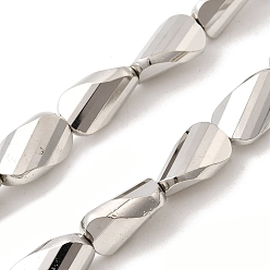 с Платиновым Покрытием Стеклянные бусины с гальваническим покрытием , твист, с покрытием платиным, 13.5x8x6.5 мм, отверстие : 1.4 мм, около 29 шт / нитка, 15.75'' (40 см)