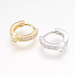 (52) Непрозрачная лаванда Латунные серьги-обручи, с кубического циркония, без свинца и без кадмия, разноцветные, 15x2.5x13.5 мм, отверстия: 1.5 мм, штифты: 0.9 мм