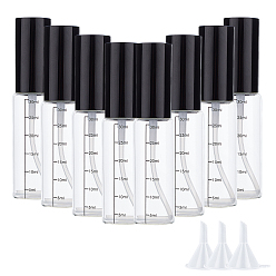 Черный Стеклянные градуированные аэрозольные баллончики, с тонким распылителем тумана и пылезащитным колпачком, многоразовая бутылка, с пластиковой воронкой, чёрные, 11.6x2.7 см, Емкость: 30 мл