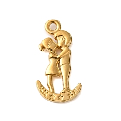 Настоящее золото 18K Ионное покрытие (ip) 304 подвески из нержавеющей стали, очарование пары, реальный 18 k позолоченный, 29x15x4 мм, отверстие : 1.6 мм