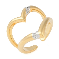 Настоящее золото 18K Двухслойное латунное микропаве прозрачное кубическое цирконие открытое кольцо-манжета для женщин, без кадмия и без свинца, реальный 18 k позолоченный, 21 мм, регулируемый