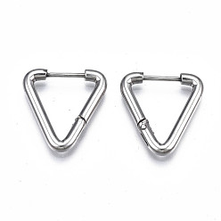 Нержавеющая Сталь Цвет Устойчивые к потускнению 201 треугольные серьги-кольца из нержавеющей стали, с 304 штифтов из нержавеющей стали, шарнирные серьги для женщин, цвет нержавеющей стали, 19x18x2.5 мм, штифты : 0.7 мм