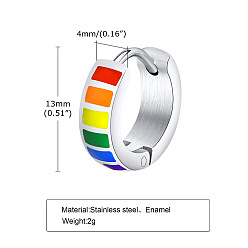 Нержавеющая Сталь Цвет 304 обруч серьги из нержавеющей стали эмаль, красочный, цвет нержавеющей стали, 13x4 мм