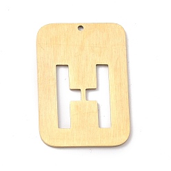 Letter H Ionenbeschichtung (IP) 304 Edelstahlanhänger, Rechteck mit Alphabet, hohl, letter.h, 32x22x1 mm, Bohrung: 1.5 mm