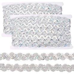 Серый 2 шт. полиэстеровые бусины-пайетки, блестки бисер, Аксессуары для орнаментов, рулон с пайетками, волна, серые, 17 мм, 11 м / рулон