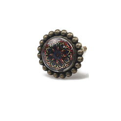 Цветок Плоские круглые ручки для стеклянных ящиков, со сплавом, шкаф тянет ручки, аксессуары для дверных ручек, 42x35 мм