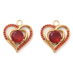 (123L) Белый крем непрозрачный блеск 304 из нержавеющей стали горный хрусталь подвески, ионное покрытие (ip), сердце, золотые, огнеупорный кирпич, 18.5x16.5x4.5 мм, отверстие : 2.5 мм