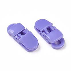 Lilac Eco-Friendly Opaque Solid Colour Plastic Baby Pacifier Holder Clip, Lilac, 32x12.5x9mm, Hole: 6.5x4.5mm