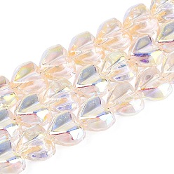 Папайя Оранжевый Гальванизируйте прозрачное стекло бисер нитей, сердце, с покрытием AB цвета, граненые, окрашенный и сердечный, papayawhip, 12~13x14~15x8~9 мм, отверстие : 1~1.2 мм, около 60~61 шт / нитка, 28.35~29.13 дюйм (72~74 см)