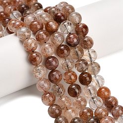 Rutilated Кварц Нити бусин из рутилированного кварца из натурального черного золота, гладкий круглый, 10 мм, отверстие : 0.9 мм, около 40 шт / нитка, 15.59'' (39.6 см)