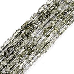 Olive Crackle Transparent Glass Beads Strands, Column, Faceted, Olive, 9~9.5x5.5~6mm, Hole: 1~1.2mm, about 37~38pcs/strand, 13.39~13.78 inch(34~35cm)