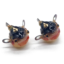 Красный Непрозрачные подвески смолы, прелести в виде рыбы-баллона, красные, 19.4x17.4 мм