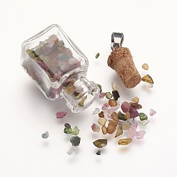 (52) Непрозрачная лаванда Природные и синтетические Gemstone подвески, С стеклянной бутылкой для бусинок, разнообразные, разноцветные, 38 мм, отверстие : 4x7 мм