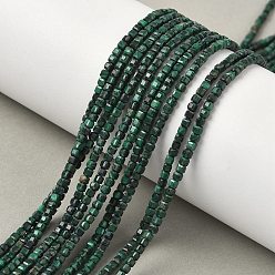 Малахит Природного малахита бисер нитей, бусины-кубы с настольной огранкой, граненые, 2~2.5x2~2.5x2~2.5 мм, отверстие : 0.5 мм, около 167~181 шт / нитка, 15.20'' (38.6 см) ~ 15.63'' (39.7 см)