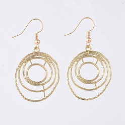 Alloy Alloy Dangle Earrings, with Brass Real 18K Gold Plated Earring Hooks, Ring, 48.5mm, Pin: 0.7mm