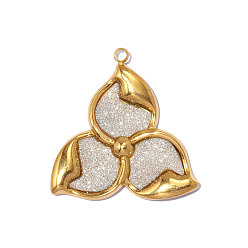 Белый 304 нержавеющей стальной эмали подвески, цветочный шарм, ионное покрытие (ip), долговечный, реальный 18 k позолоченный, белые, 28x27 мм, отверстие: 1.60 мм