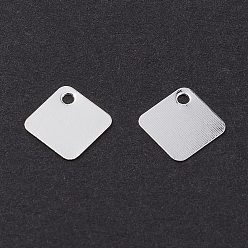 Посеребрённый Латунь прелести, долговечный, ромб, 925 серебро покрытием, 8.5x8.5x0.2 мм, отверстие : 1 мм