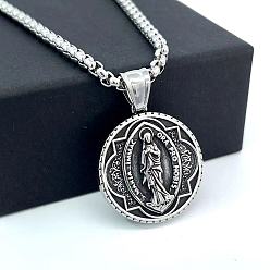 Нержавеющая Сталь Цвет Винтажное колье в стиле греческой мифологии с подвеской в виде Марии., Модные украшения в стиле панк-хип-хоп.