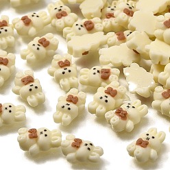 Лимонный шифон Кабошоны из светящейся непрозрачной смолы, кролик с бантиком, с эмалью, светится в темноте, лимонный шифон, 10x7.5x3 мм