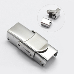 Stainless Steel Color 201 Stainless Steel Watch Band Clasps, Rectangle, Stainless Steel Color, 25.5x11.5x7.5mm
