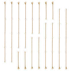 Золотой 16 шт. 4 стиль 304 концевые цепи из нержавеющей стали с карабином и соединительным кольцом, для наполнения сети, золотые, 65~220x2 мм, 4 шт / стиль