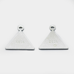 Silver 925 Sterling Silver Charms, Triangle, with S925 Stamp, Silver, 11x10x0.5mm, Hole: 1mm