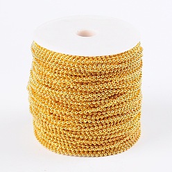 Golden Iron Ball Chains, Soldered, Golden, with Spool, Bead: 2.4mm, about 328.08 Feet(100m)/roll