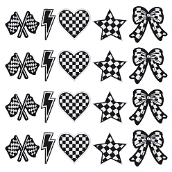 Mixed Shapes 20 шт. 5 стили полиэстер компьютерная вышивка приклеивание/пришивание заплаток, аппликации из синели, разнообразные, 56~72.5x25~73.5x1~1.5 мм, 4 шт / стиль