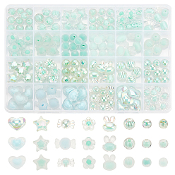 (52) Непрозрачная лаванда Прозрачные акриловые бусины, бусина в бусине, граненые, круглые, разноцветные, 9~15.5x12~17x6~11.5 мм, отверстие : 2~2.5 мм