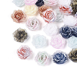 (52) Непрозрачная лаванда Непрозрачные кабошоны из смолы, цветок, с блеском порошок, разноцветные, 9~10x4~5 мм