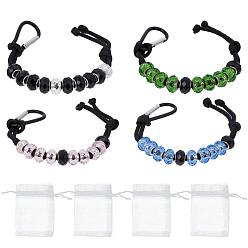 (52) Непрозрачная лаванда 4шт 201 плетеные браслеты из круглых бусин из нержавеющей стали, регулируемые плетеные браслеты из нейлоновой нити, разноцветные, 254 мм