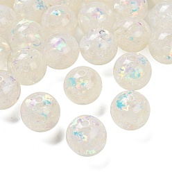 Белый Прозрачная смола с пайетками, круглые, белые, 16 мм, отверстие : 2 мм