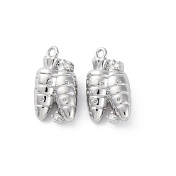 Платинированный Подвески латунные горный хрусталь, без кадмия, без никеля и без свинца, морковное очарование, Реальная платина, 15.5x8.5x5 мм, отверстие : 1.4 мм