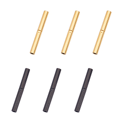 Mixed Color 6Sets 2 Style 304 Stainless Steel Bayonet Clasps, Ion Plating (IP), Column, Mixed Color, 21x2.5mm, Hole: 1.5mm