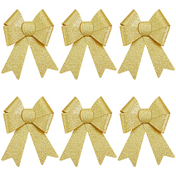Золотистый Рождественский блестящий бант из ПВХ, праздничные украшения для помещений и улицы, золотые, 208x170x10 мм, 6 шт / комплект