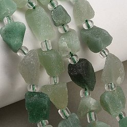 Green Aventurine Natural Green Aventurine Beads Strands, Raw Rough, Nuggets, with Seed Beads, 8~19x7~10x6~8mm, Hole: 1mm, about 28~30pcs/strand, 15.16''(38.5cm)~15.94''(40.5cm)