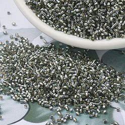 (DBS0048) Silverlined Light Gray MIYUKI Delica Beads Small, Cylinder, Japanese Seed Beads, 15/0, (DBS0048) Silverlined Light Gray, 1.1x1.3mm, Hole: 0.7mm, about 35000pcs/bag, 100g/bag